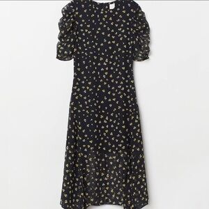 Black Floral Puff Sleeve Dress